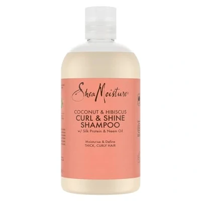 Image of Shea Moisture Coconut &amp; Hibiscus sulphate free Shampoo Curl Shine for thick, curly hair, 384ml