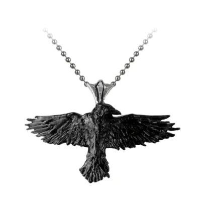 Image of Alchemy Gothic Black Raven Unisex Necklace Black, Pewter,
