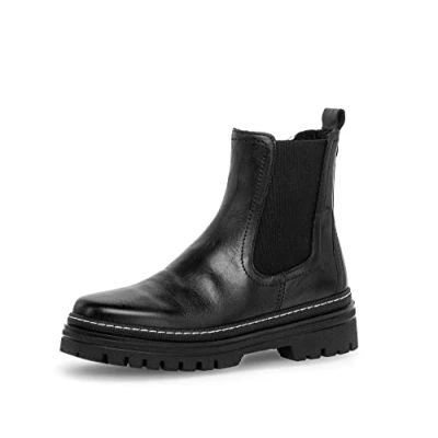 Image of Gabor Women Ankle Boots Ladies Chelsea Removable Insole Winter Low Half Bootie Lined Black (Schwarz) / 01 40 EU 6.5 UK