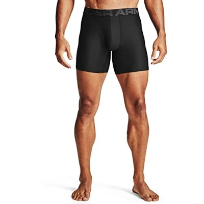 Image of Under Armour 2 Pack Mens Tech 6&quot; Boxerjock Black Fabric Size Small