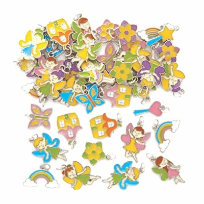 Image of Baker Ross AX909 Fairy Charms Pack of 30, Perfect for Kids to Make Jewellery and Brooches This Spring