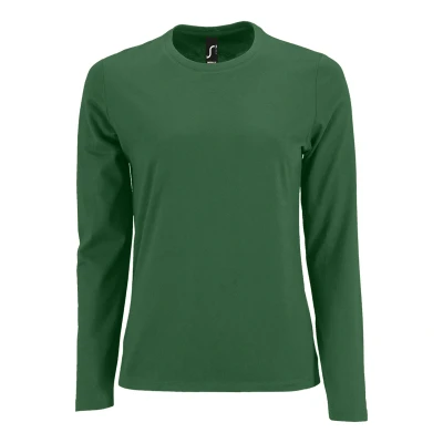 Image of SOLS Womens/Ladies Imperial Long Sleeve T Shirt (Bottle Green) Size X Large