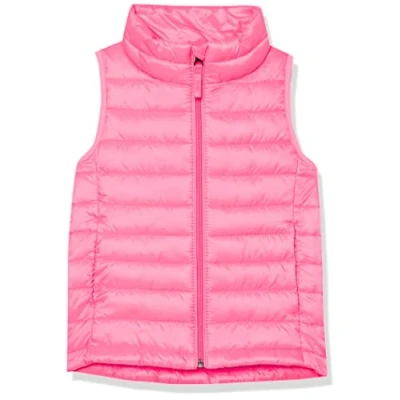 Image of Amazon Essentials Girls&#039; Lightweight Water Resistant Packable Puffer Gilet, Neon Pink, 9 Years