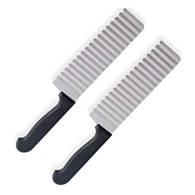 Image of Potato Cutter Stainless Steel 2 Pieces Crinkle Chip Cutte Wave Knife Chips Multifunctional Pattern for Potatoes, Fries, Fruit, Onions