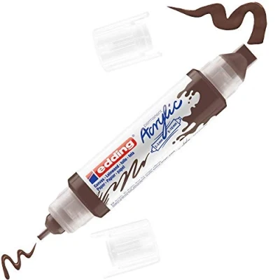 Image of edding 5400 acrylic 3D double liner brown 1 colour tube 2 nozzles 3,5 10mm paint for canvas, painting boards and wood waterproof acrylics in artist quality colours