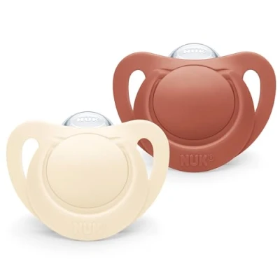 Image of NUK for Nature Baby Dummy 6 18 Months Sustainable Silicone Soothers Made from 100% Natural Raw Materials Accepted by 99% of Babies BPA Free Red 2 Count