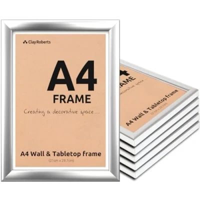 Image of Clay Roberts A4 Frame, Photo Silver A4, Pack of 6, Picture Certificate Art Print Poster 21cm x 29.7cm Frames Frames, Frame