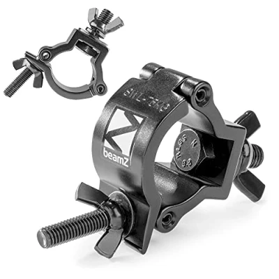 Image of beamz 2 x Half Coupler O Clamp Truss Goalpost DJ Stage Lighting 32 35mm 75kg Black