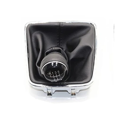 Image of Gear Knob for VW Golf 5 A5 MK5 Plus 2005 2006 2007 2008 2009 2010 2011 2013 Chrome &amp; Leather Car Shift Lever Stick (Color : Speed Set)