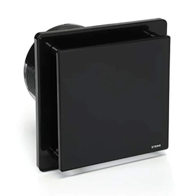 Image of STERR Black Bathroom Fan 6 inches / 150 mm with TIMER Extractor Glass Front Modern Look BFS150T B 25 W
