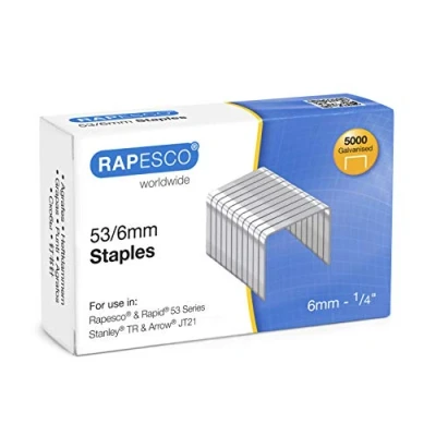 Image of Rapesco 0749 53/6 mm Galvanised Staples, Box of 5000