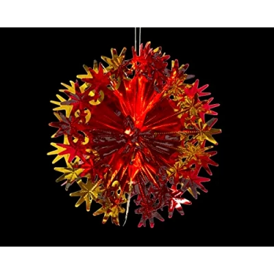 Image of Foil Garland Star Ball Christmas Hanging Decoration Wall Ceiling Xmas Deco (Gold &amp; Red)