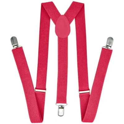 Image of The Fancy Dress® Men&#039;s Braces 35mm Heavy Duty Clip on Suspenders Fully Adjustable and Elasticated (Pink)