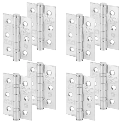 Image of Decoranddecor Door Hinges Internal Fire Rated 3inc / 76mm Ball Bearing Steel Polished Chrome 4 Pairs