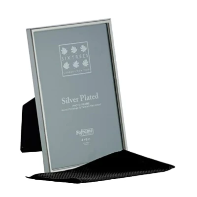 Image of Sixtrees Cambridge 2 400 46 Silver Plated 6x4 inch photo frame. Complete with microfibre cleaning cloth.