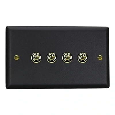 Image of Varilight Vogue 4G 10A 1 and 2 Way Toggle Switch Matt Black (Twin Plate)