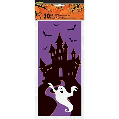 Image of Unique Party 46539 Cellophane Haunted House Halloween Bags, Pack of 20