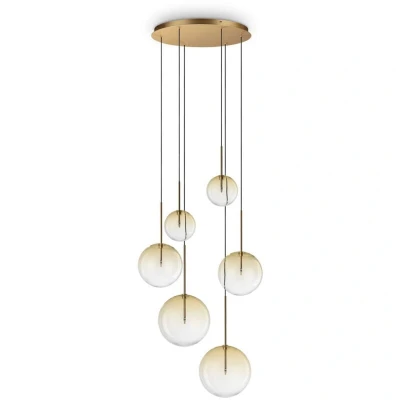Image of Equinoxe 6 Light Cluster Pendant Ceiling Shaded Amber