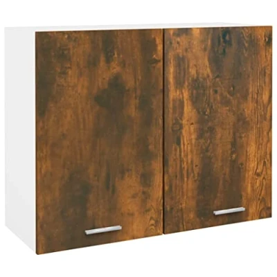 Image of vidaXL Hanging Cabinet Home Kitchen Furniture Equipment Storage Shelf Cupboard Wall Mounted Smoked Oak Engineered Wood