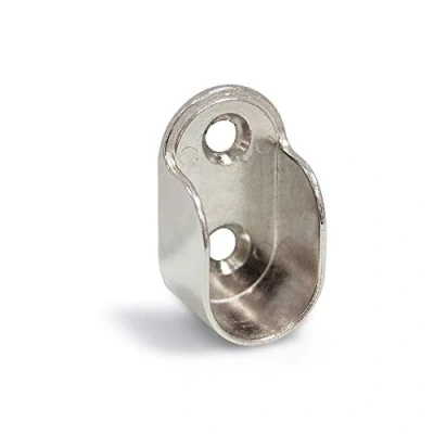 Image of Emuca 7060807 Lateral Support for Oval Wardrobe Hanging Rod, Nickel Plated, Set of 10 Pieces