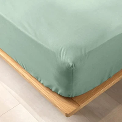 Image of douceur d&#039;intérieur Fitted Sheet 140 x 190 cm 100% Organic Cotton Biolina Sage