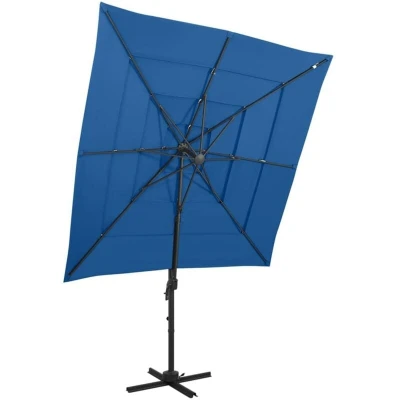 Image of vidaXL 4 Tier Garden Parasol with Aluminium Pole Azure Blue 250x250 cm