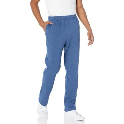 Image of Amazon Essentials Men&#039;s Fleece Open Bottom Joggers (Available in Big &amp; Tall), Blue Heather, L