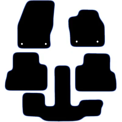 Image of Carsio Carpet Car Mats For Ford C Max Grand 2015 2019 Tailored Fit Floor Mat Set Complete Accessory Black Custom Fitted All Weather, Anti Slip Backing &amp; Blue Trim