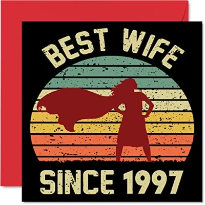 Image of 27th Anniversary Card for Wife from Husband Best Since 1997 I Love You Gifts, Happy Wedding Cards Partner, 145mm x Greeting Twenty Seventh Anniversaries