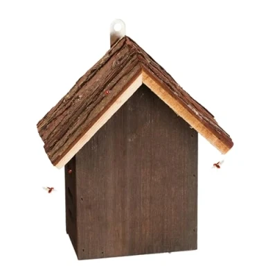 Image of Ladybird House, Wood, HxWxD: 23 x 19 12.5 cm, Weatherproof, to Hang Up, Insect Hotel for Ladybirds, Brown Relaxdays