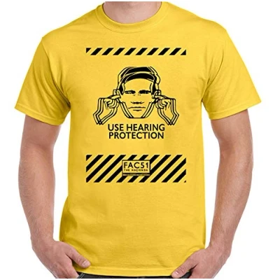 Image of Factory Records Use Hearing Protection Mens T Shirt Fac51 Order The Hacienda tee Yellow XL