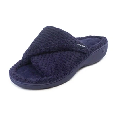 Image of isotoner Women&#039;s Ladies Popcorn Open Toe Slipper Low Top, Blue (Navy), 7 UK