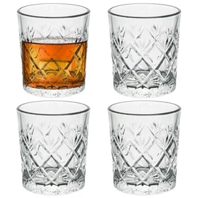 Image of GEEZY Whisky Glasses Set of 4 230 ML/7.7 OZ Crystal Short Drink Home Kitchen Bar Drinking Glassware Rum Vodka Cocktails Dishwasher Safe Tumbler
