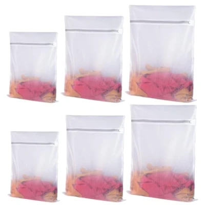 Image of 6 PCS Mesh Laundry Bags with Zips Reusable Washing Net Bag Fine/Coarse Machine for Clothes and Travel Storage Organization