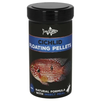 Image of FishScience Cichlid Floating Pellets 125g (250ml) Natural formula with worms &amp; Insect meal Fish Food