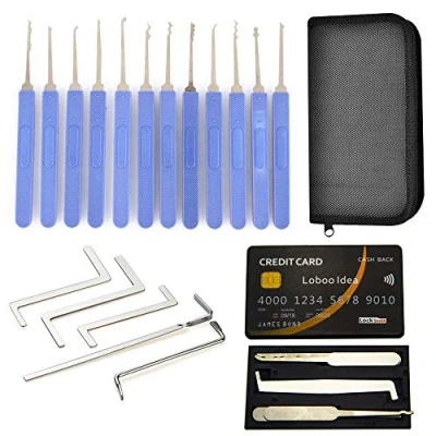 Image of Loboo Idea Praxis Lock Pick Set, 22 Pieces Professional Dual Gauge Stainless Steel Picks, Pocket Multitool Locksmith Lockpicking Tool Kit for Lockpick and Beginners