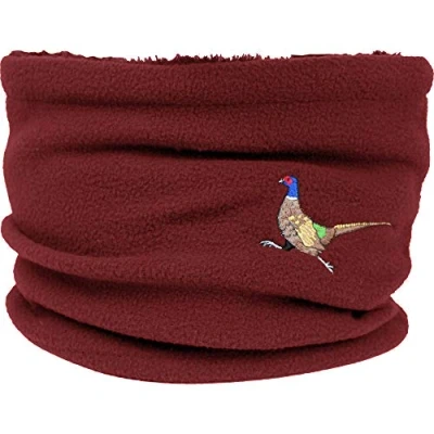 Image of TeddyTs Women&#039;s Embroidered Pheasant Fleece Snood Scarf (Red)