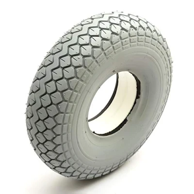 Image of Solid PU Tyre 330x100 Grey Puncture Proof Mobility Scooter Diamond Tread 5 Inch Rim