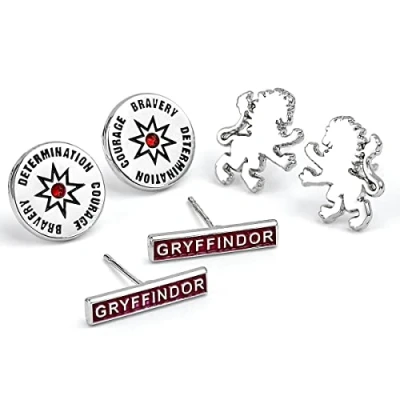 Image of Official Harry Potter Gryffindor Set of 3 Stud Earrings