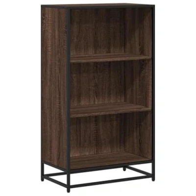 Image of vidaXL brown oak bookcase/bookshelf 4 tier engineered wood/metal storage rack modern office/living room book organizer 60x35x139 cm