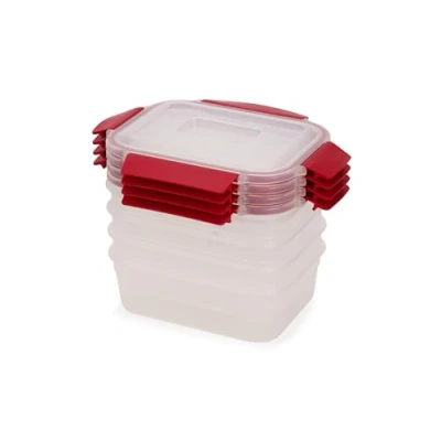 Image of Joseph Nest Lock Rectangular 4 Piece Food Storage Container Set, Space Saving, Airtight Leakproof Lids, BPA Free, 1.1L