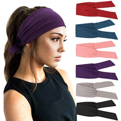 Image of DRESHOW 6 Pack Women Headbands Wide Elastic Hair Bands Head Wrap Cute Knot Accessories