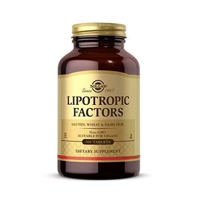 Image of Solgar Lipotropic Factors Tablets Pack of 100 Liver Support Hormone and Nutrient Transportation Vegan, Gluten Free Kosher