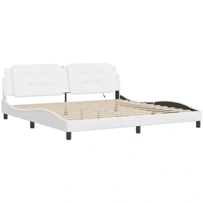Image of vidaXL Bed Frame with LED without Mattress &quot;Zadar&quot; White 200x200 cm