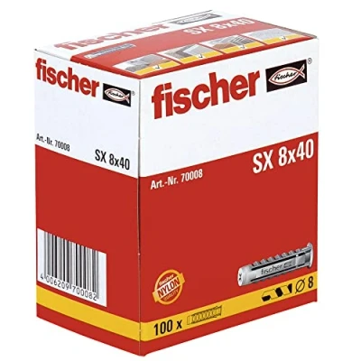Image of fischer Dowel Nylon SX8 Quadruple Spread 100 Pieces