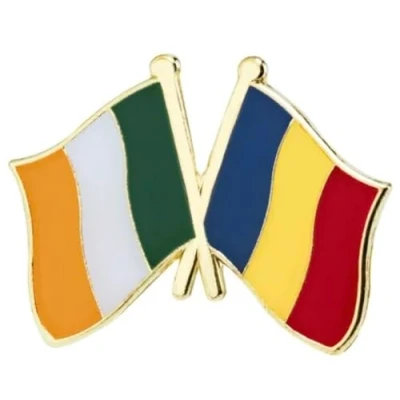 Image of Ireland &amp; Romania Friendship National Flag Metal Enamel Pin Badge Lapel