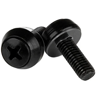 Image of StarTech.com M6 x 12mm Screws 100 Pack, Black Mounting for Server Rack &amp; Cabinet (CABSCRWSM62B)