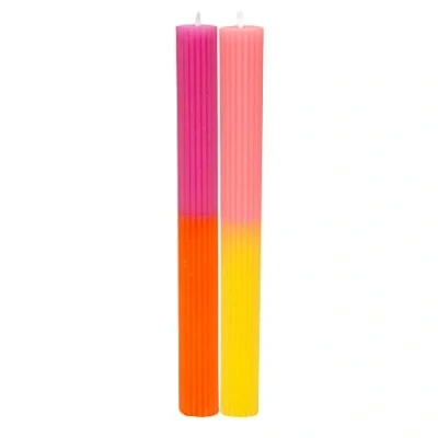 Image of Talking Tables Ombre Tapered Dinner Candles Unscented Neon Pink and Yellow 2 Pack, Sunset