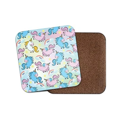 Image of 1 x Pretty Unicorns Coaster Unicorn Ponies Pastel Rainbow Horses Girls #15326