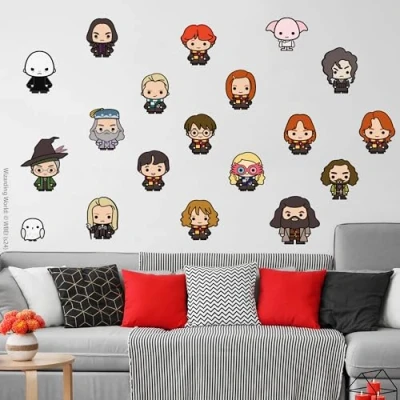 Image of Harry Potter Wall Sticker 19 Character Charm Art Decal Set Wizarding World (120cm (W) x 60cm (H))